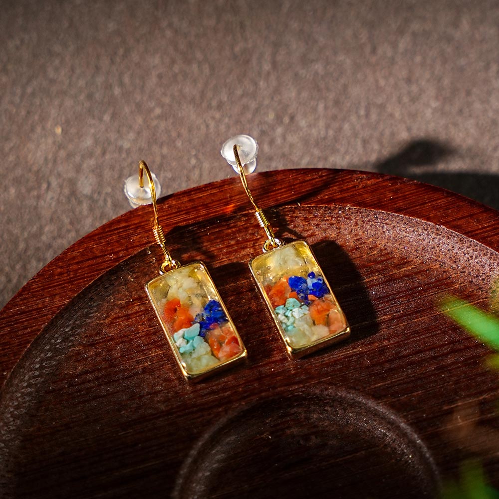 Rectangular Hook Earrings – Dunhuang Color Series