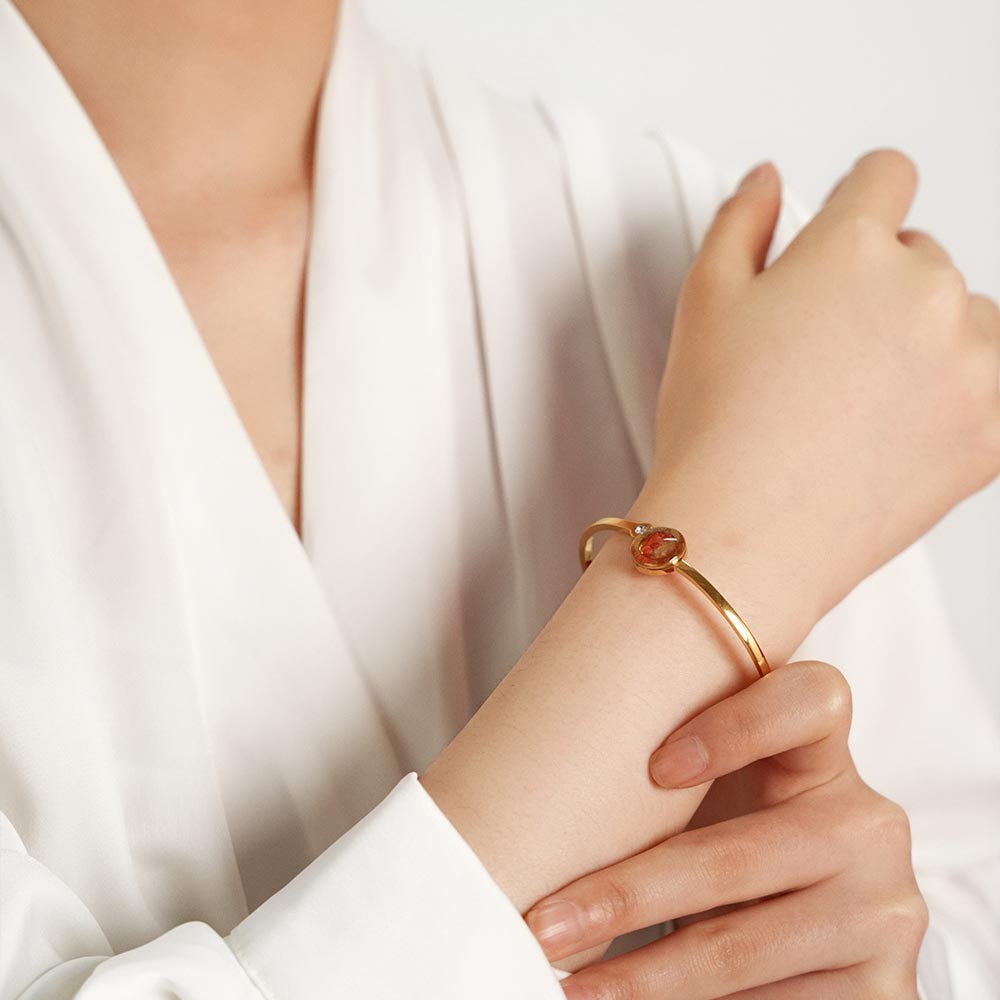 Gold Bangle — Roman Numeral Cuff Bracelet